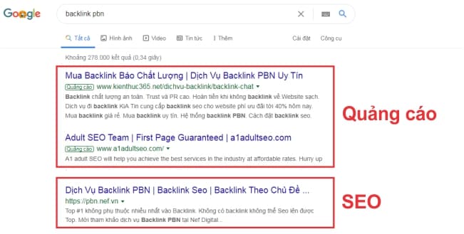 So sánh giữa quảng cáo trả phí và SEO